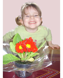 Smiling child with flowers